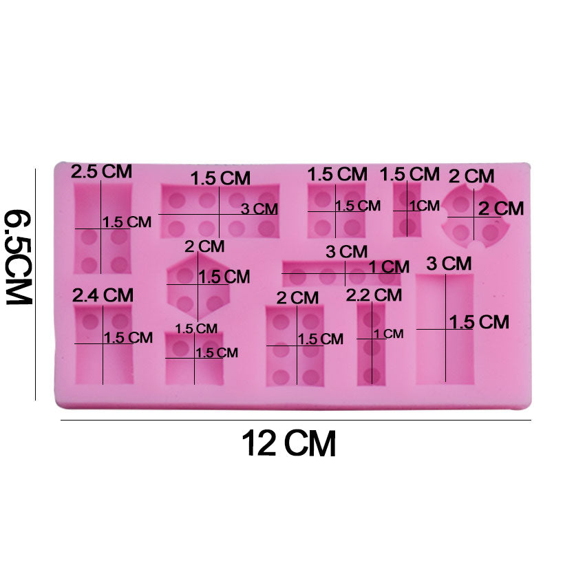 Kids Building Blocks Theme Silicone Fondant Mold 12 Cavity