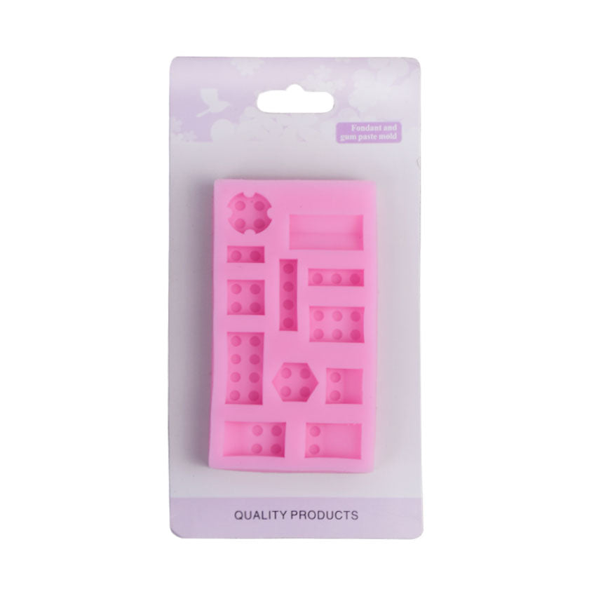 Kids Building Blocks Theme Silicone Fondant Mold 12 Cavity