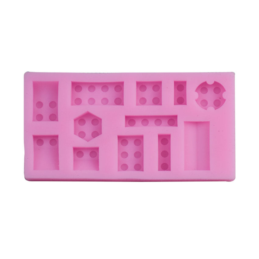 Kids Building Blocks Theme Silicone Fondant Mold 12 Cavity