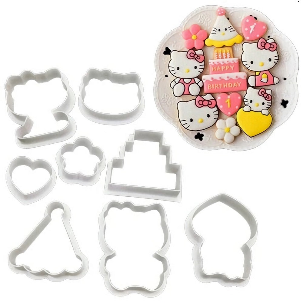 Kitty Multi Cutter 8Pcs Set Plastic Best For Fondant And Cookies