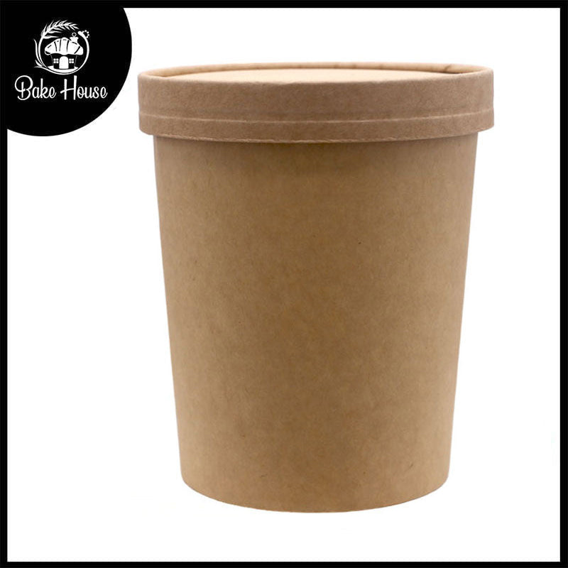 Kraft Paper Bucket With Lid 1000ml