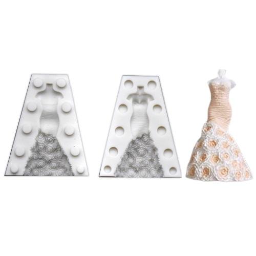 Ladies Dress Silicone Fondant Mold 2Pcs Set
