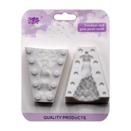 Ladies Dress Silicone Fondant Mold 2Pcs Set