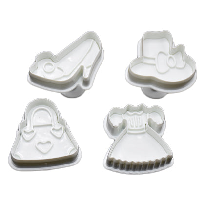 Ladies Fashion Fondant Plunger Cutter 4Pcs Set Plastic