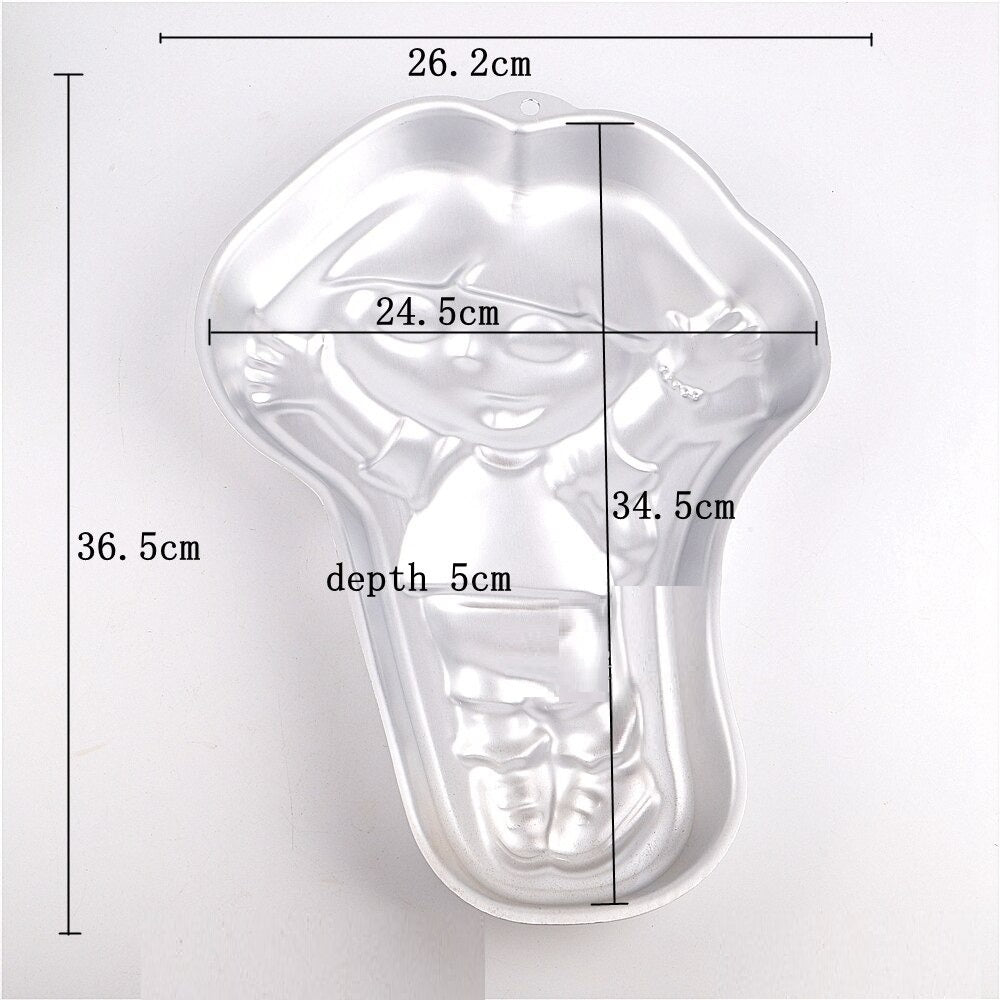 Large Size Dora Cartoon Aluminium Cake Baking Mold