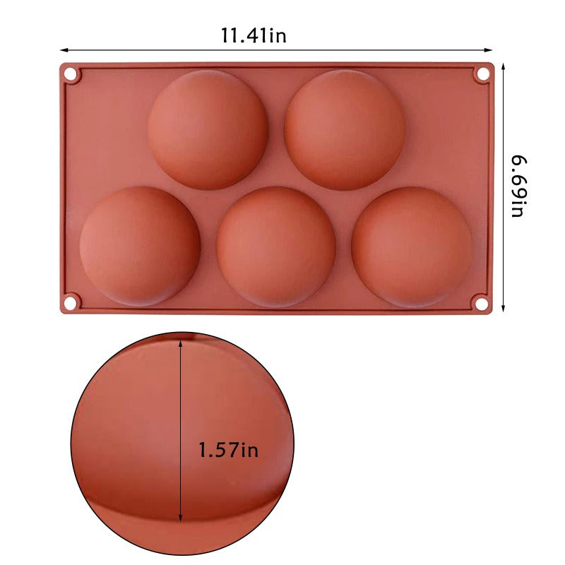 Large Size Silicone Half Sphere Ball Dessert Mold 5 Cavity