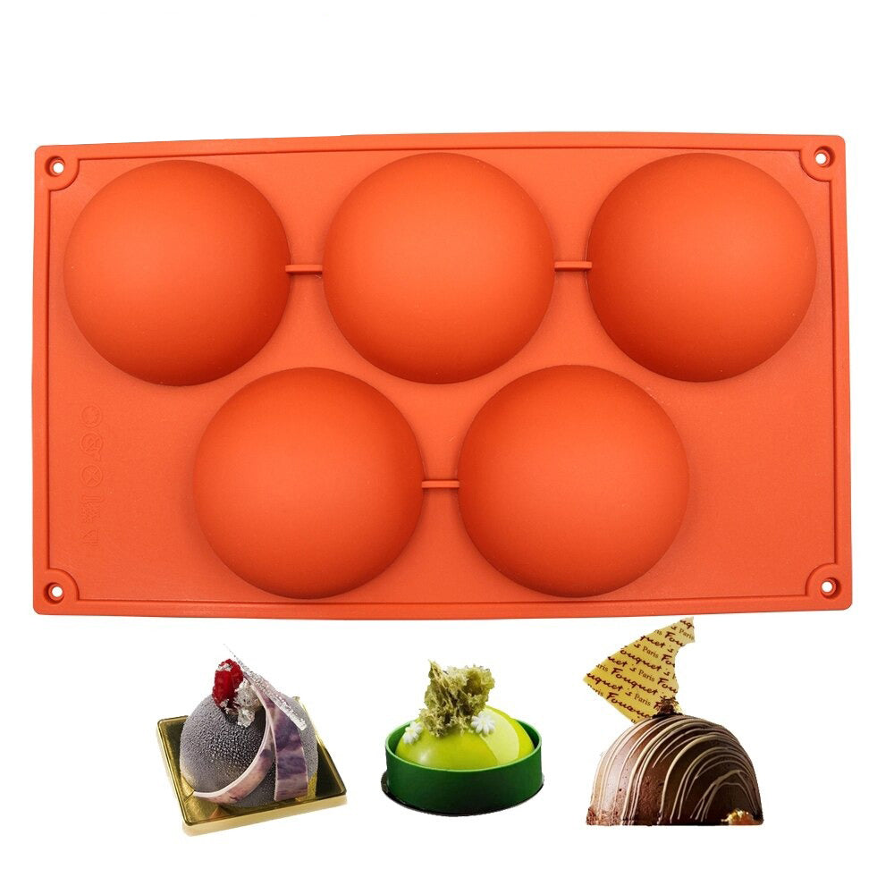 Large Size Silicone Half Sphere Ball Dessert Mold 5 Cavity