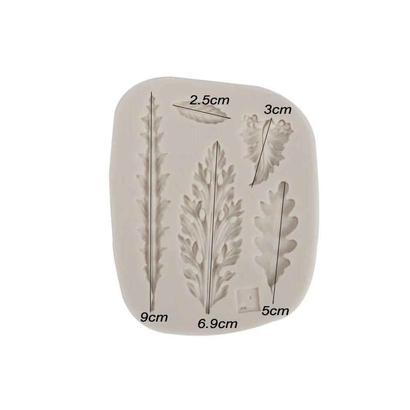 Leaves Shapes Silicone Fondant Cake Border Mold 5 Cavity
