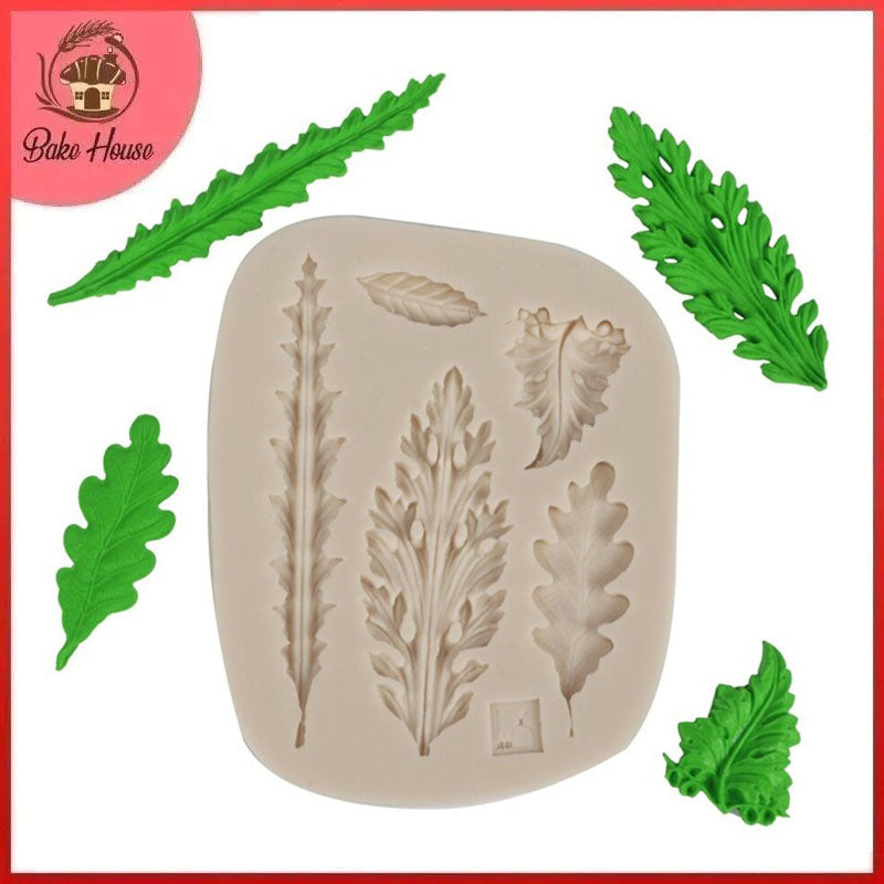 Leaves Shapes Silicone Fondant Cake Border Mold 5 Cavity