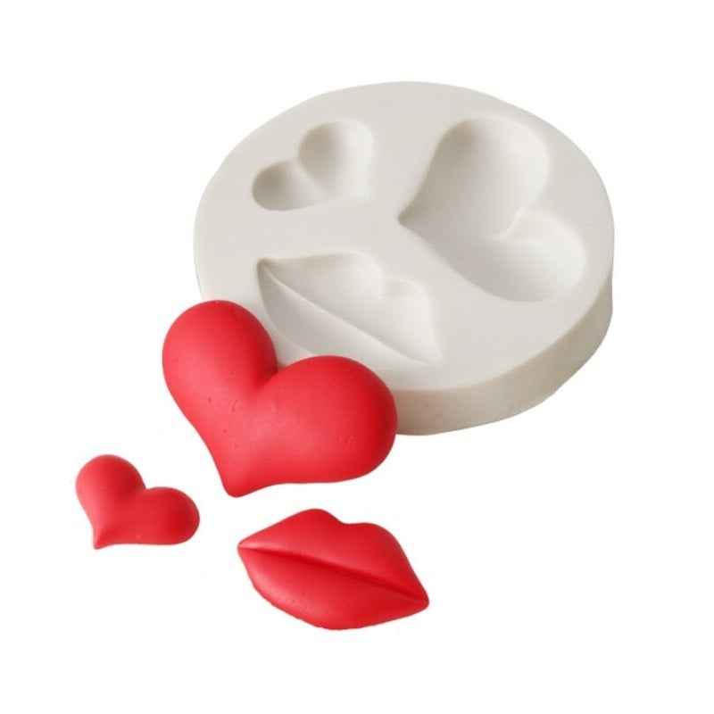 Lips With Heart Silicone Fondant Mold 3 Cavity