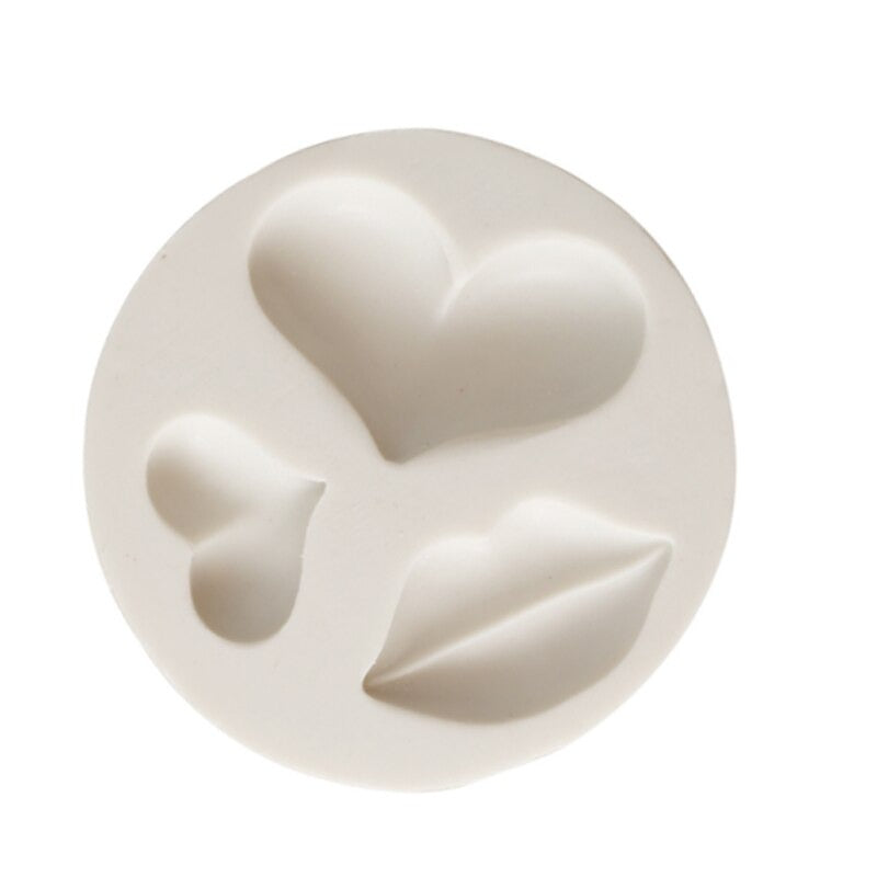 Lips With Heart Silicone Fondant Mold 3 Cavity