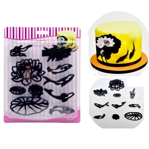 Lotus Pond Fish Theme Fondant Cutter Set Plastic