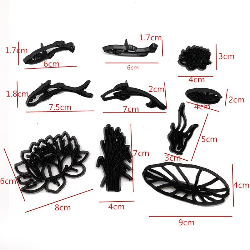 Lotus Pond Fish Theme Fondant Cutter Set Plastic