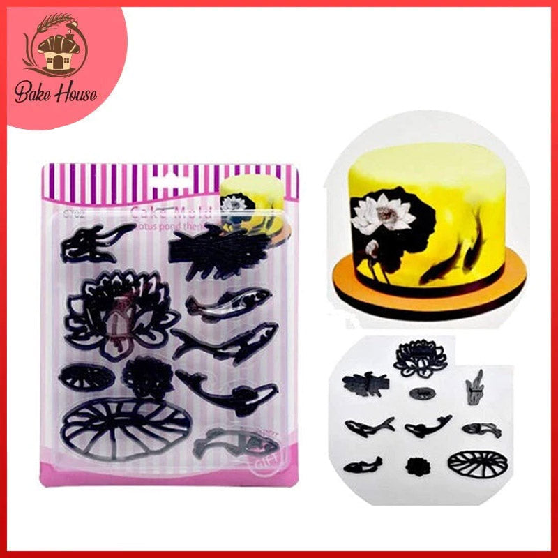 Lotus Pond Fish Theme Fondant Cutter Set Plastic