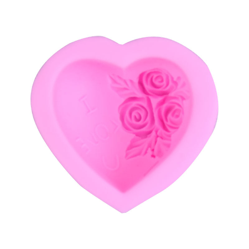 Love Heart With Roses Silicone Fondant Mold