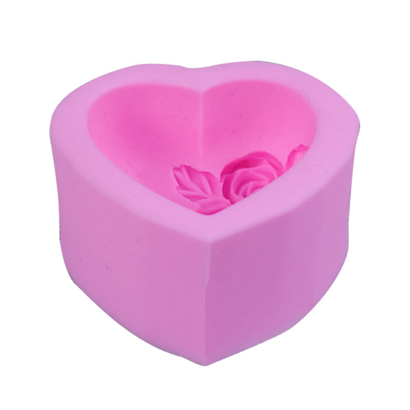 Love Heart With Roses Silicone Fondant Mold