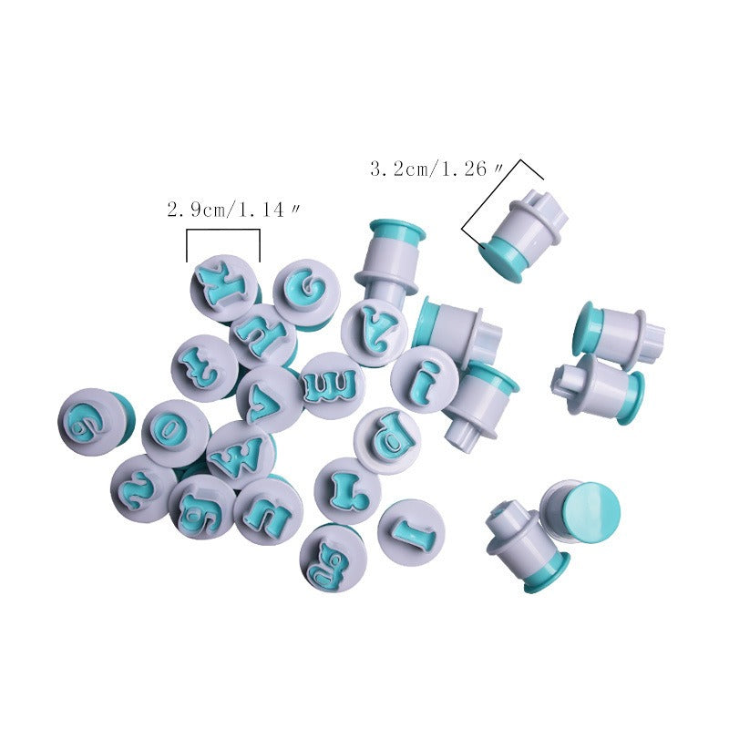 Lowercase Alphabets Fondant Plunger Cutter 26Pcs Set Plastic