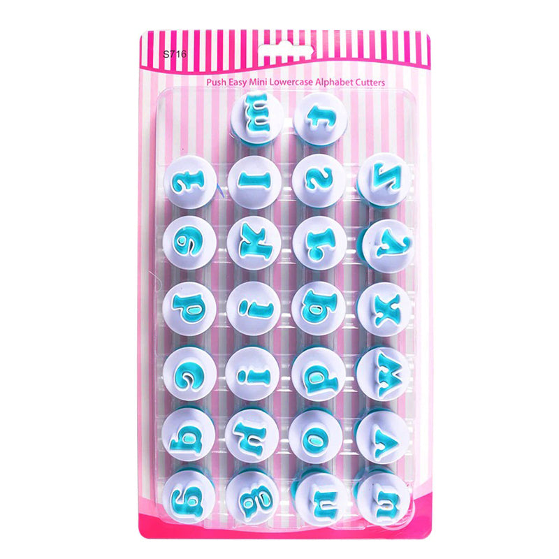 Lowercase Alphabets Fondant Plunger Cutter 26Pcs Set Plastic