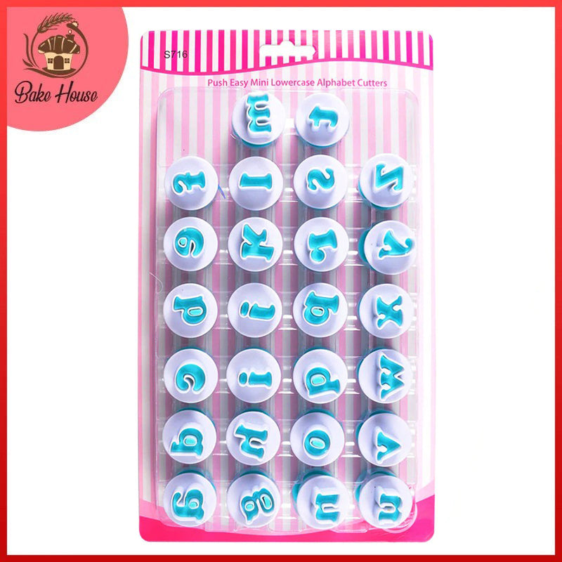 Lowercase Alphabets Fondant Plunger Cutter 26Pcs Set Plastic