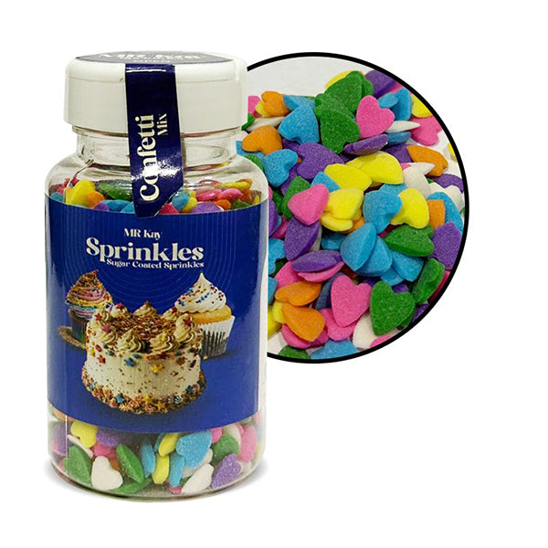 MR Kay Confetti Heart Mix Sprinkles – Colorful Hearts – 90g Jar