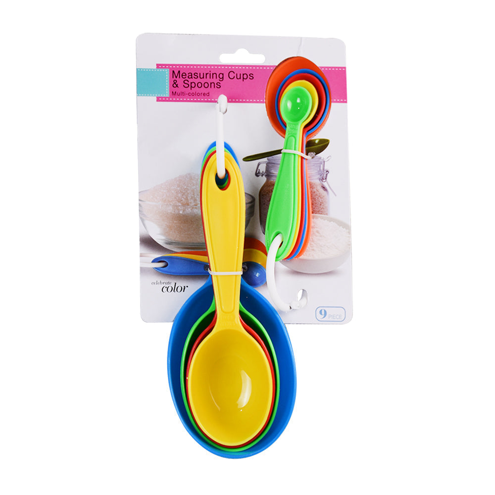 Measuring Cups & Spoons Colorful 9Pcs Set Plastic