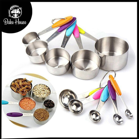 Measuring Cups and Spoons Stainless Steel 10Pcs Set