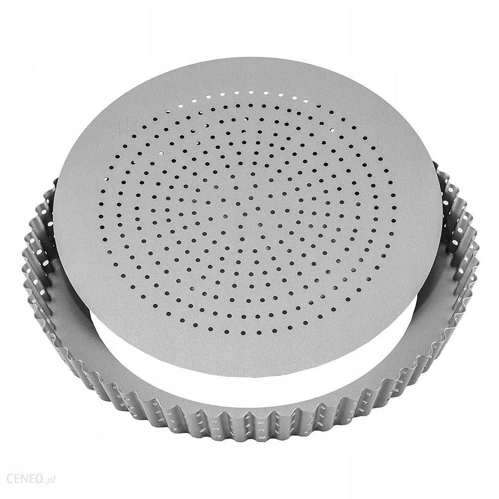 Mesh Quiche Tart Pan Round Removable Base Non Stick Silver