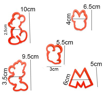 Mickey Mouse Fondant Cutter 5Pcs Set Plastic