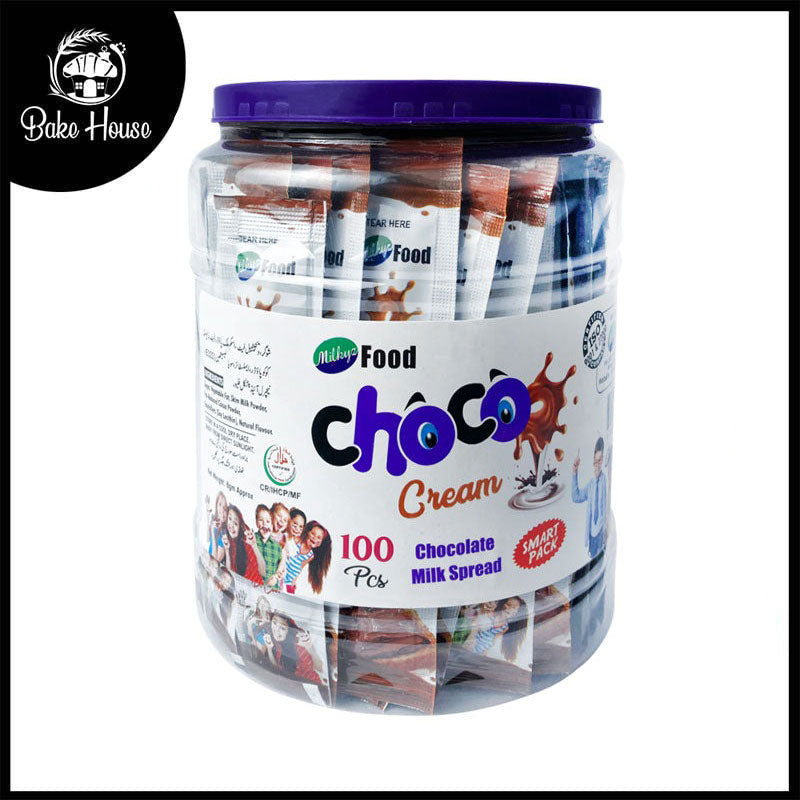 Milkyz Food Choco Cream Chocolate Milk Spread 8g Sachet 100 Pcs Jar