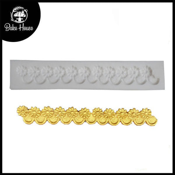 Cake Surrounding Decorating Flower Border Silicone Fondant Mold Design 03