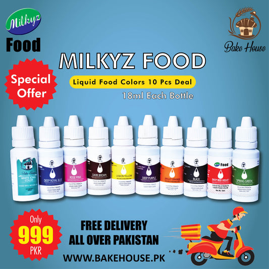Milkyz Food Liquid Food Colors Deal 18ML 10Pcs Free Delivery All Over Pakistan