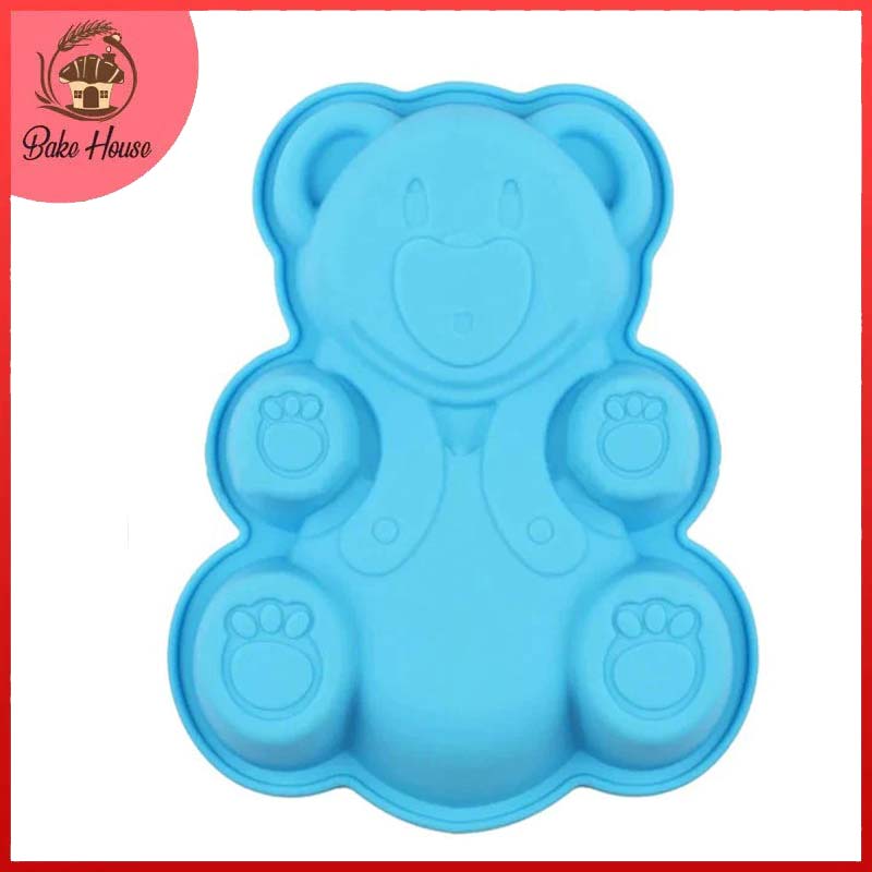 Small Teddy Bear Holding Flowers Silicone Mold - Mia Cake House