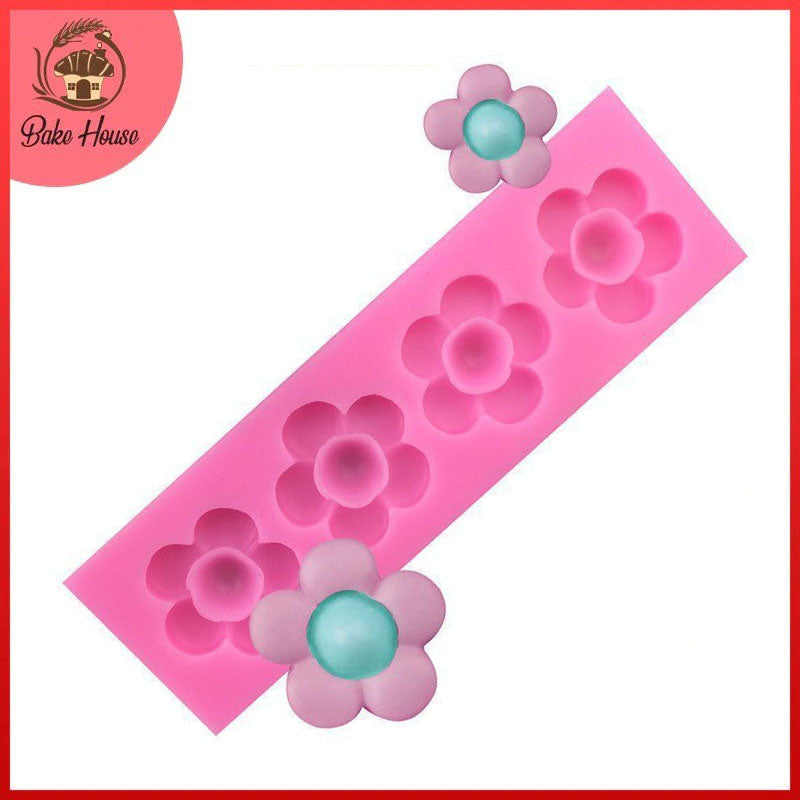 Mini Flower Silicone Fondant & Chocolate Mold 4 Cavity Design 02