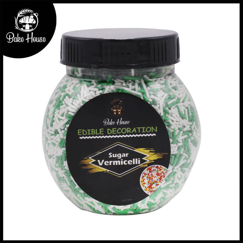 Edible Cake Decorating Vermicelli 200g Pack Green And White
