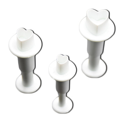 Mini Heart Fondant Plunger Cutter 3Pcs Set Plastic