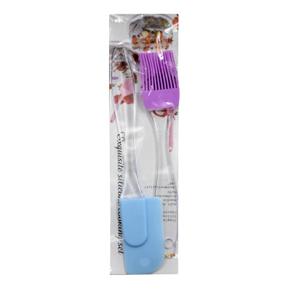 Mini Silicone Spatula & Brush Set Plastic Handle