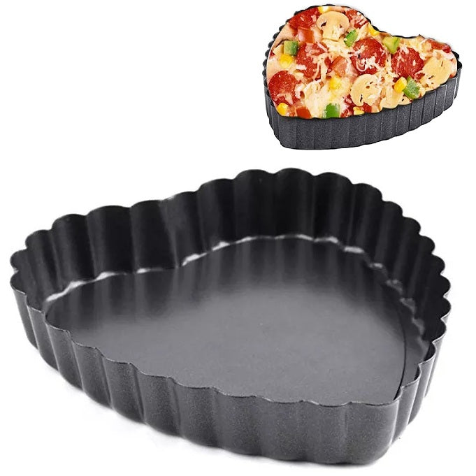Mini Tart Pie Pan Heart Shape Loose Bottom Non Stick