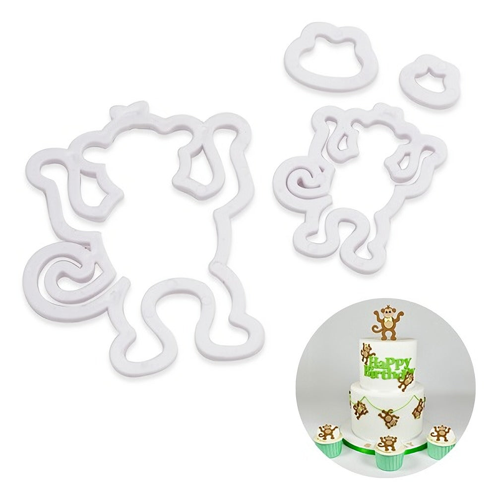 Monkey Fondant And Cookie Cutter 4Pcs Set Plastic