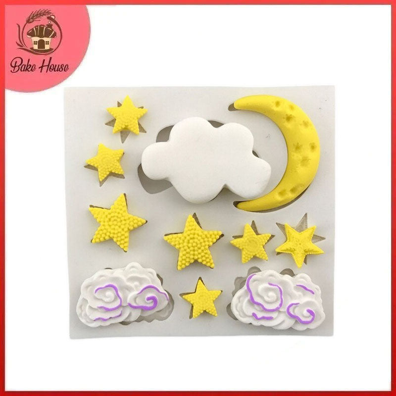 Moon Stars & Clouds Sky Theme Silicone Fondant & Chocolate Mold