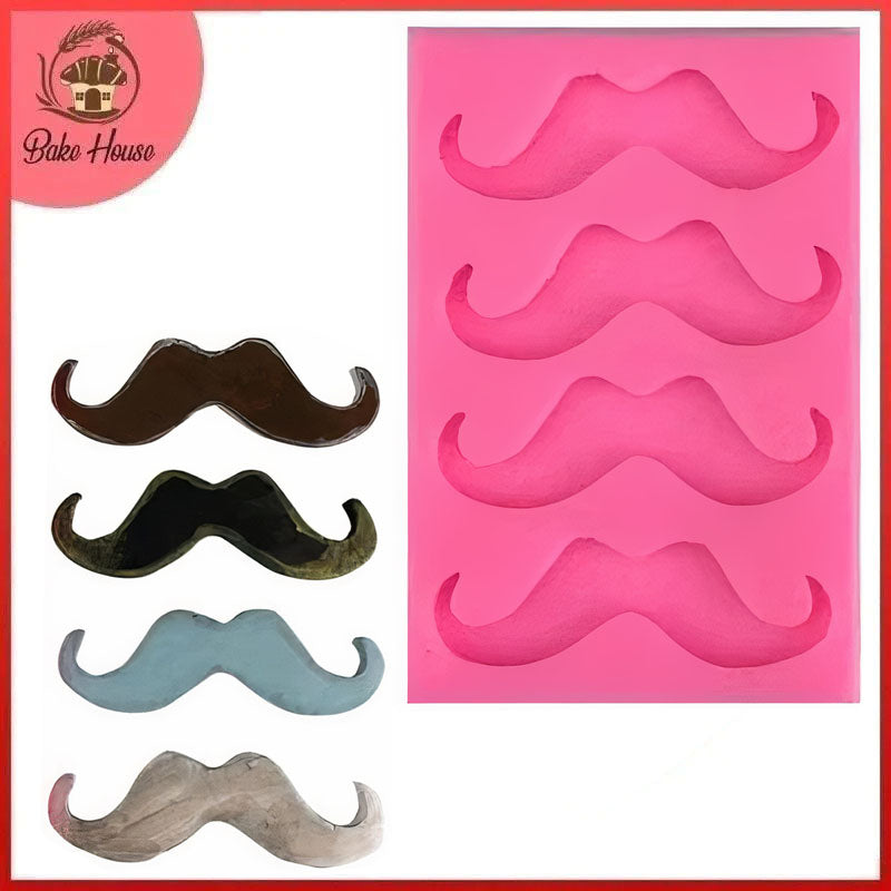 Mustache Silicone Fondant & Chocolate Mold 4 Cavity