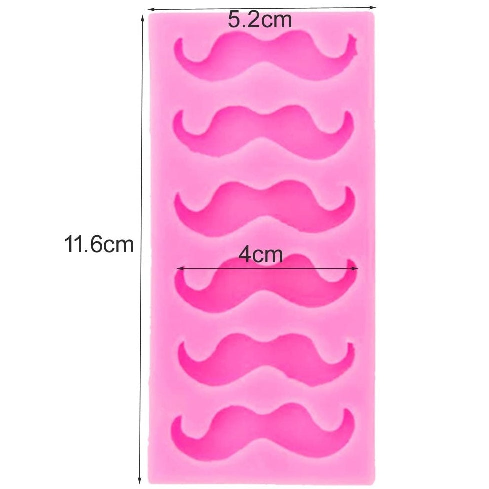 Mustache Silicone Fondant Mold 6 Cavity