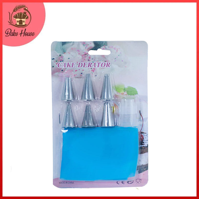 Nozzle Set 6Pcs Steel With Coupler & Icing Bag