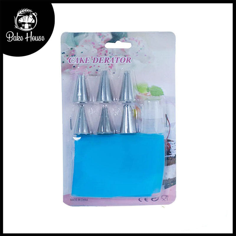 Nozzle Set 6Pcs Steel With Coupler & Icing Bag