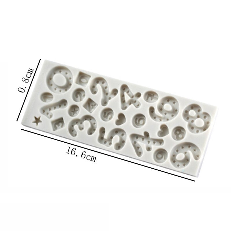 Number & Buttons Silicone Fondant Mold