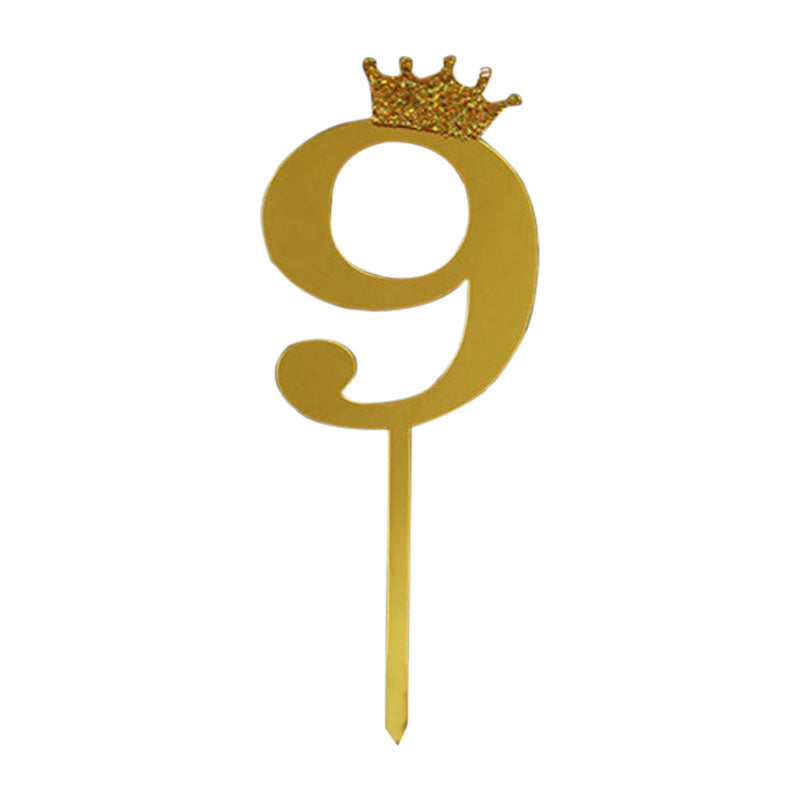 Number Cake Topper Golden (Nine)