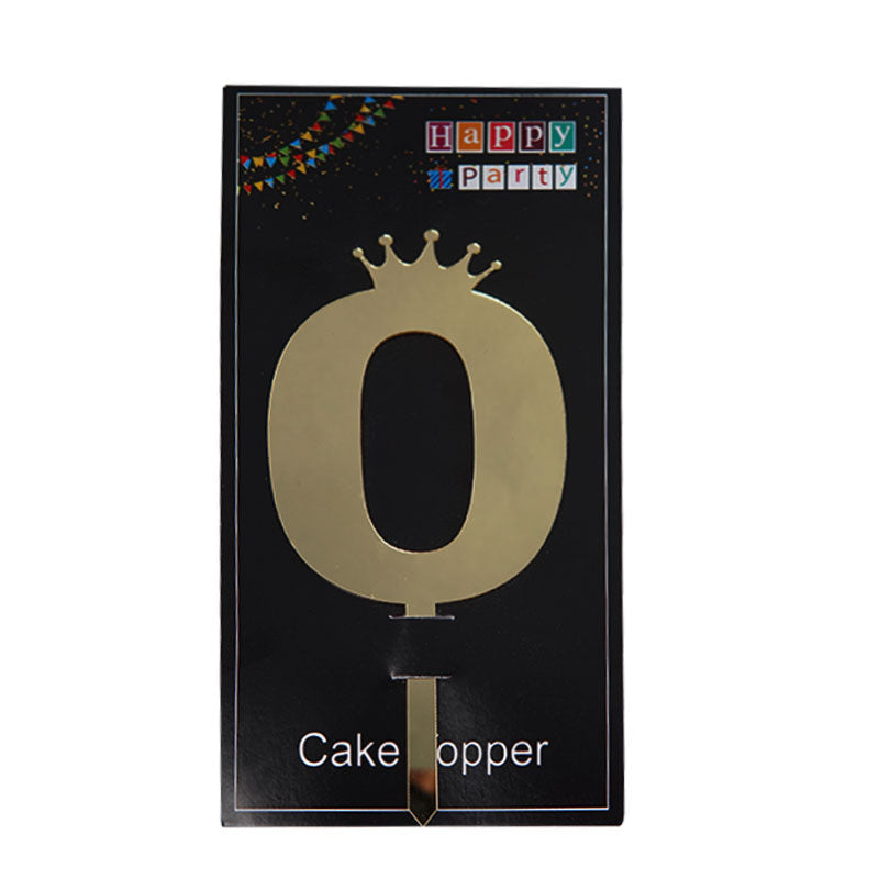 Number Cake Topper Golden (Zero)