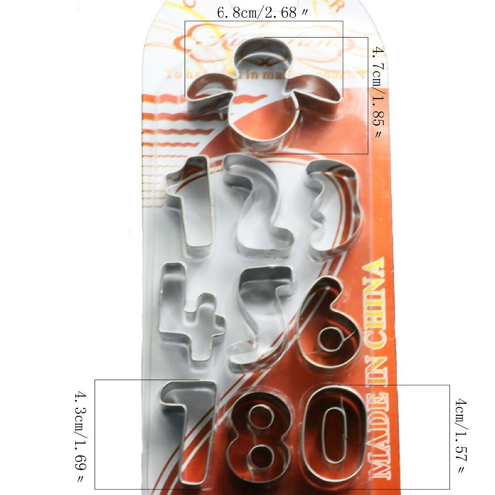 Numbers & Bird Cookie Cutter Set Stainless Steel