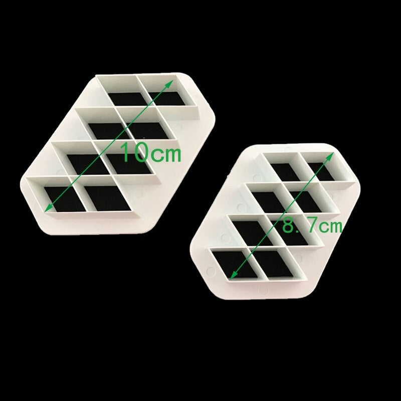 Optical Illusion Diamond Fondant Cutter 2Pcs Set Plastic