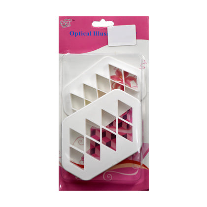 Optical Illusion Diamond Fondant Cutter 2Pcs Set Plastic