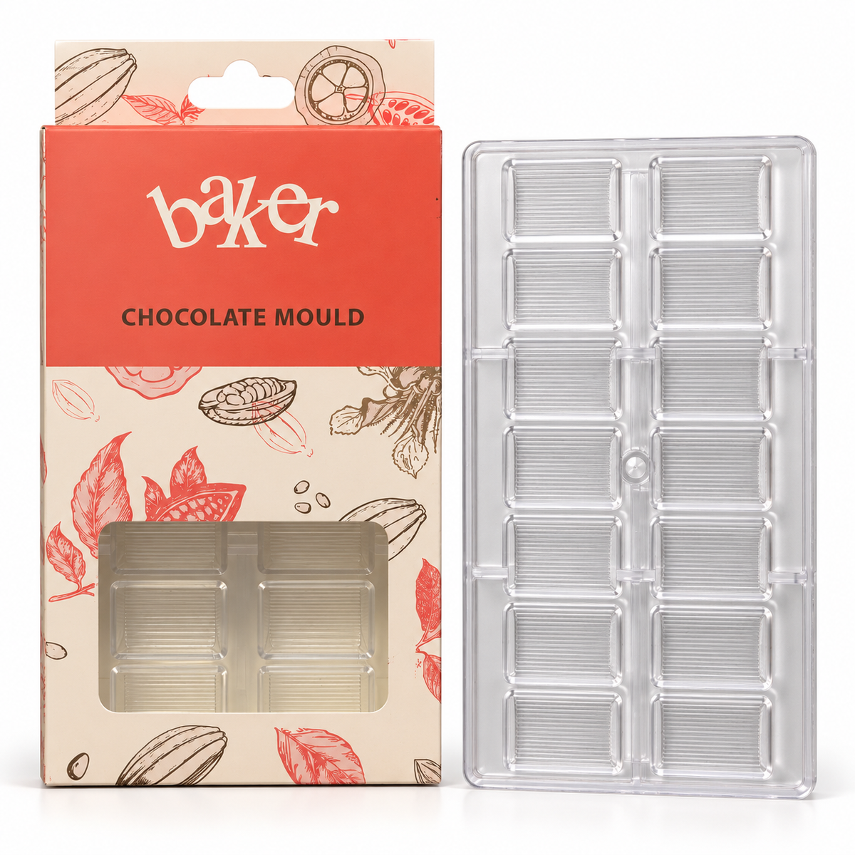 Ribbed Rectangle Shape Acrylic Chocolate Mold 14 Cavity